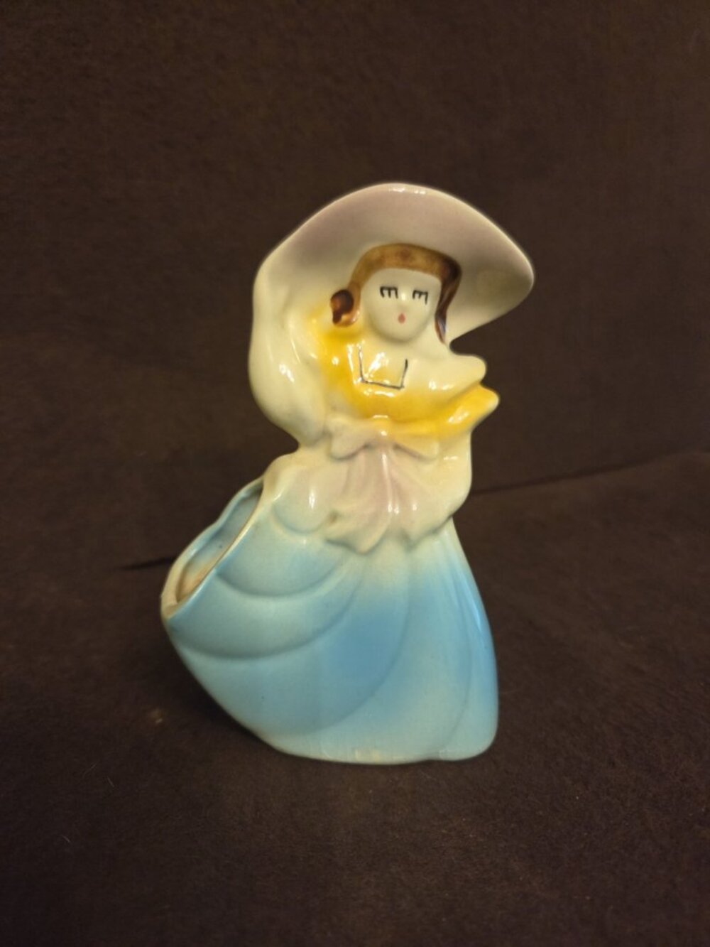 Vintage Shawnee Southern Belle Planter Figurine Blue Dress